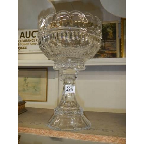 295 - A superb quality cut glass comport/fruit bowl, 35 cm tall x 23 cm diameter, COLLECT ONLY.