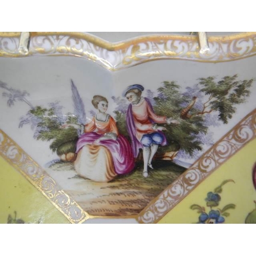 309 - A late Victorian hand painted dish with crossed swords mark,.