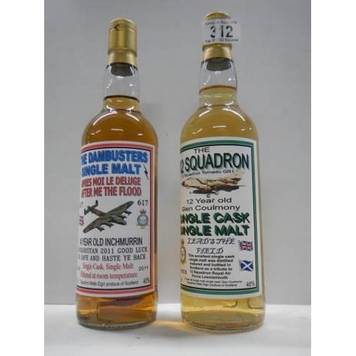 312 - Two bottles of R.A.F related whisky - Dambusters single malt and The 12 Squadron single cask single ... 