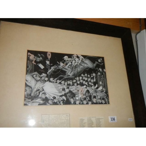 336 - An early framed and glazed engraving entitled 'The Derby Nightmare' COLLECT ONLY.