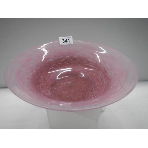 341 - A Whitefriars pink swirl bowl, 25 cm diameter.