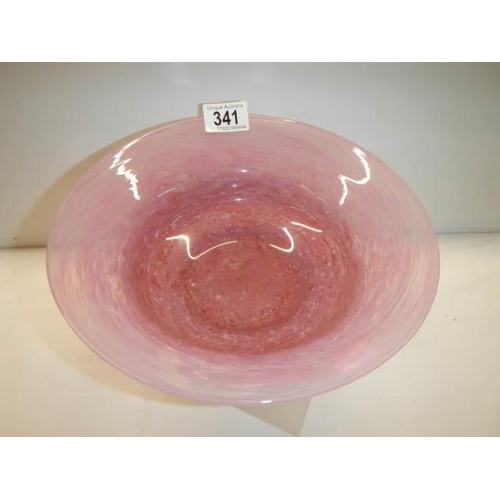 341 - A Whitefriars pink swirl bowl, 25 cm diameter.