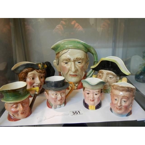 351 - Seven character jugs including Beswick.