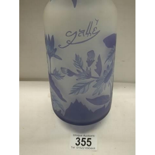 355 - A good blue Galle' style vase, 21 cm.