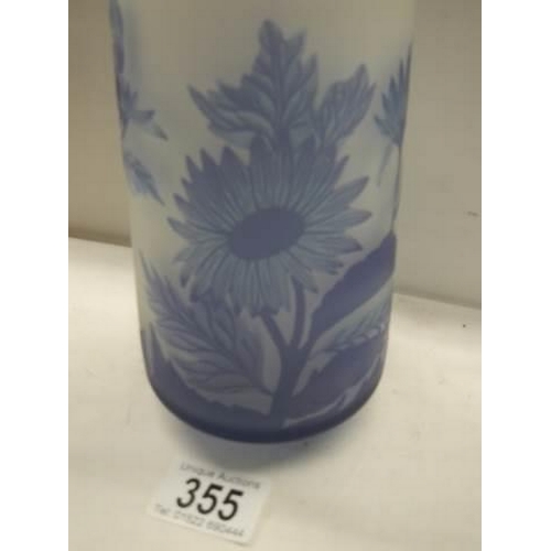 355 - A good blue Galle' style vase, 21 cm.