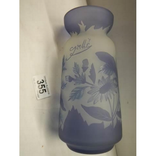 355 - A good blue Galle' style vase, 21 cm.