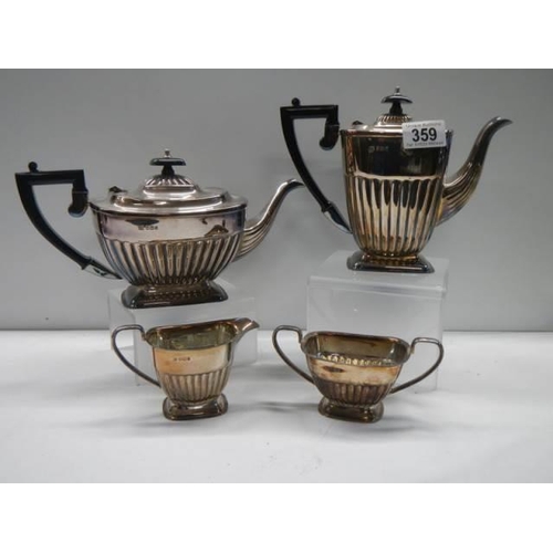 359 - A four piece silver tea set, G H P Co., Ltd., Sheffield 1974.