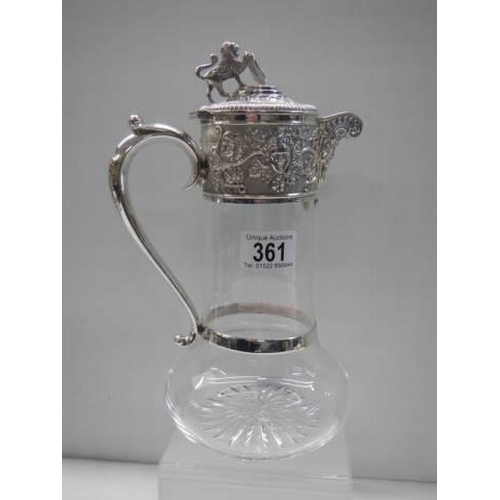 361 - A silver topped carafe, J G S (John Grins & Sons) London 1894