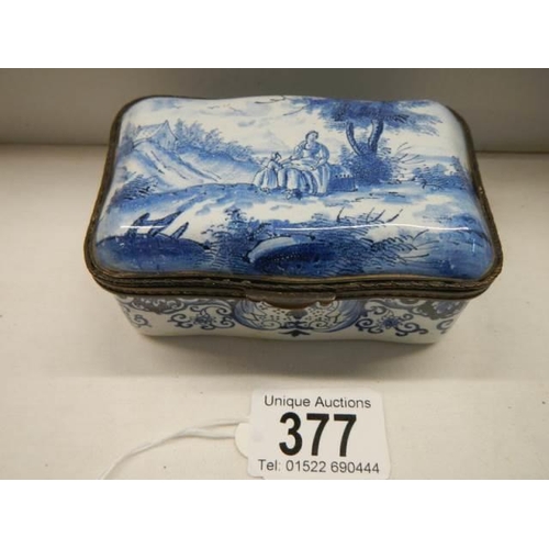 377 - A 19th century continental porcelain hinged box.