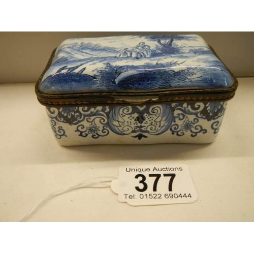 377 - A 19th century continental porcelain hinged box.