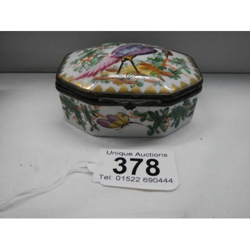 378 - A 19th century continental porcelain hinged box.