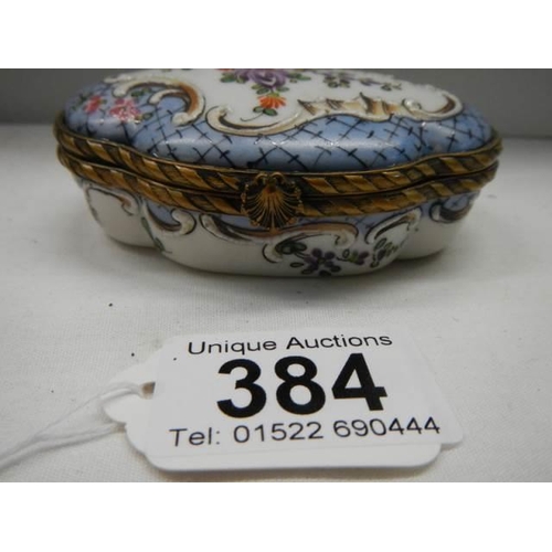 384 - A 19th century continental porcelain hinged box.