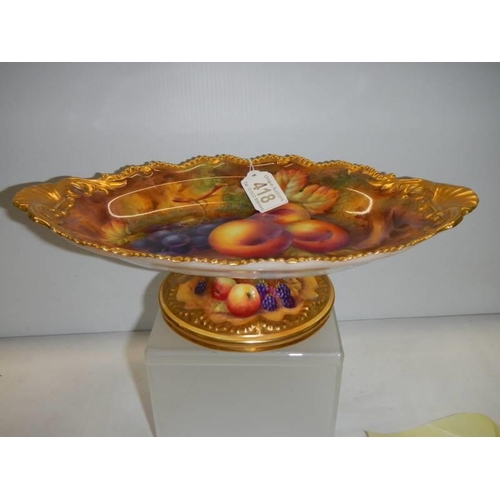 418 - A Royal Worcester hand painted footed fruit bowl signed M H Price, in excellent condition.