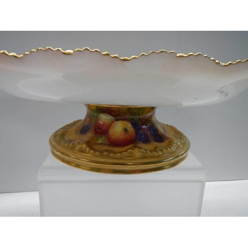 418 - A Royal Worcester hand painted footed fruit bowl signed M H Price, in excellent condition.