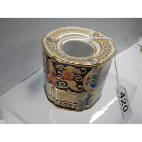 420 - An early Crown Staffordshire ink pot.