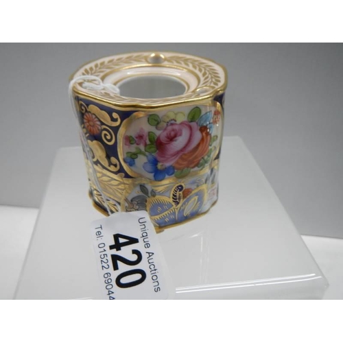 420 - An early Crown Staffordshire ink pot.