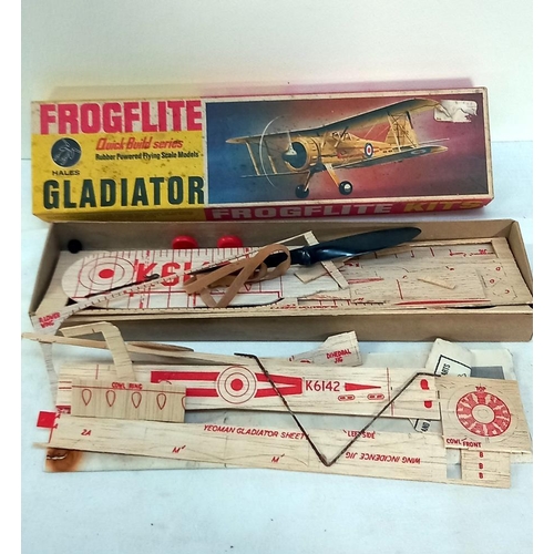 2074 - A Frogflite JU/88 kit, Gladiator Airfix Boeing 737, flying model Ryon Trainer & V-1 (assembled) & a ... 