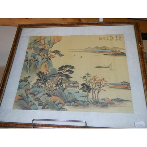 441 - A pair of framed and glazed Chinese paintings on silk, COLLECT ONLY.