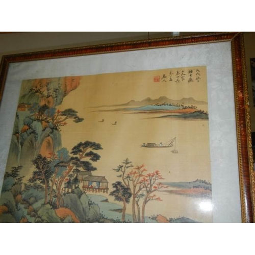 441 - A pair of framed and glazed Chinese paintings on silk, COLLECT ONLY.