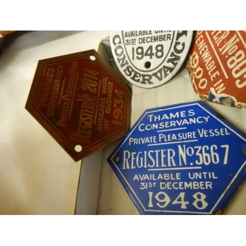 468 - A 1937 Thames Conservancy enamel licence plate for 1937 only, allowed vessel 'Naurilus' to use the r... 