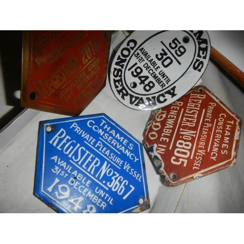 468 - A 1937 Thames Conservancy enamel licence plate for 1937 only, allowed vessel 'Naurilus' to use the r... 