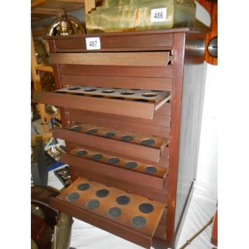 487 - An eighteen drawer coin collectors cabinet, COLLECT ONLY.