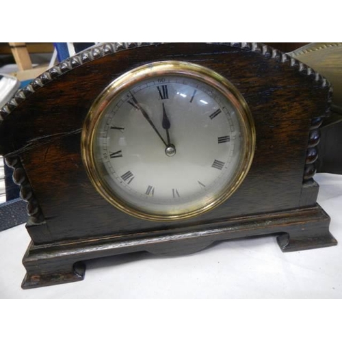 489 - Four good oak mantel clocks all in working order,