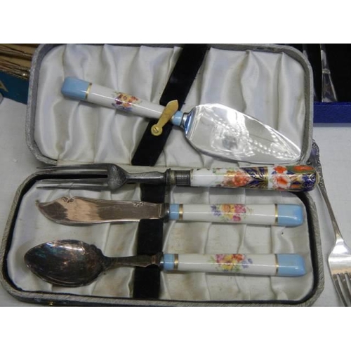 492 - Five cased sets of flatware etc.,