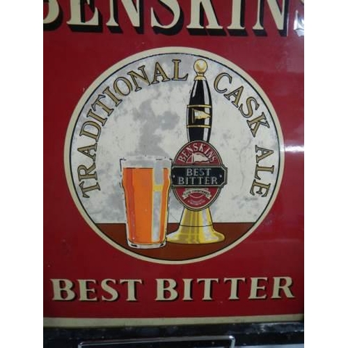 516 - A Benskins Best Bitter Brewery enamel sign in wall mount.