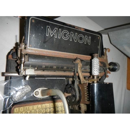 517 - A rare and unusual Mignon antique typewriter, needs attention.