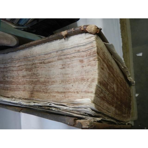 523 - An early 18th century Bible, some pages need attention but in fair condition for age.