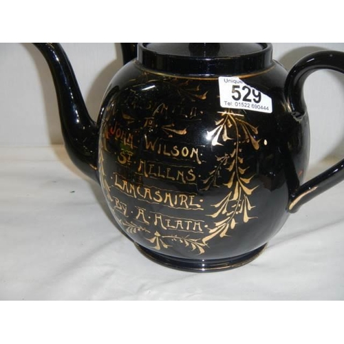 529 - An unusual late Victorian double spout teapot, (nibble on both spouts)