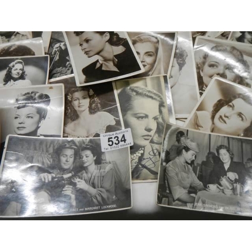 534 - A large quantity off mid 20th century film star postcards.