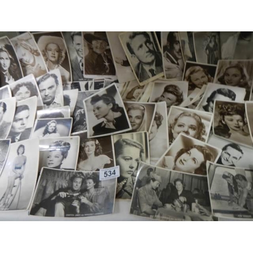 534 - A large quantity off mid 20th century film star postcards.