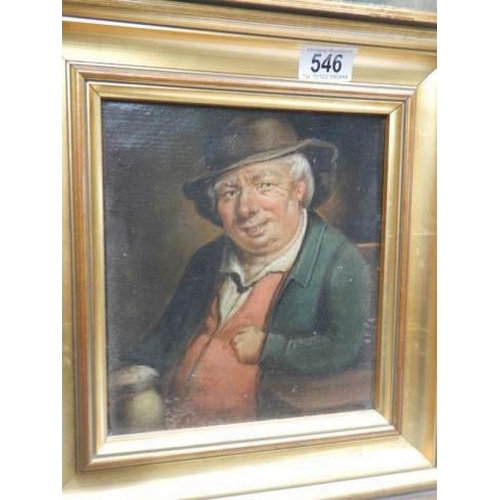 546 - A late Victorian oil on wood painting of a gentleman, COLLECT ONLY.