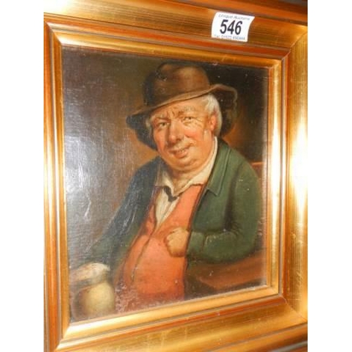 546 - A late Victorian oil on wood painting of a gentleman, COLLECT ONLY.