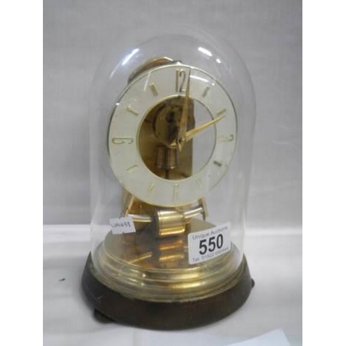 550 - A Kieninger & Kunergtell battery clock under dome made in West Germany COLLECT ONLY.