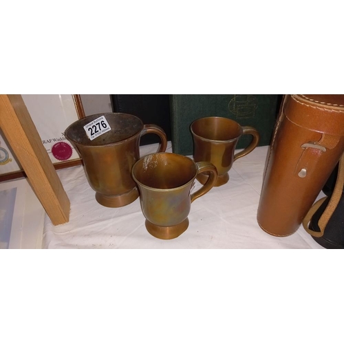 2276 - 3 Georgian copper tankards, Nottingham makers Askew and Varley