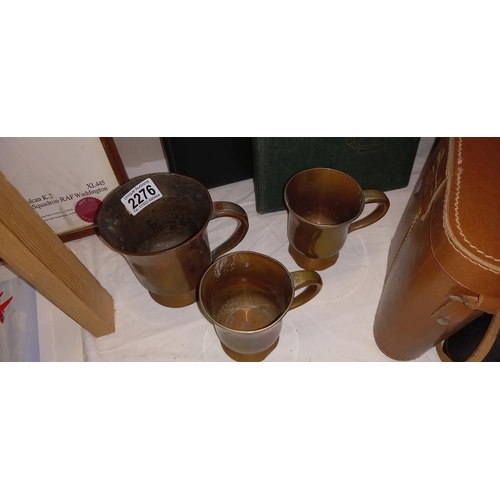 2276 - 3 Georgian copper tankards, Nottingham makers Askew and Varley