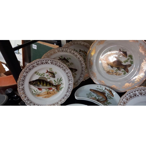 2284 - 2 sets of bone china fish decorated porcelain