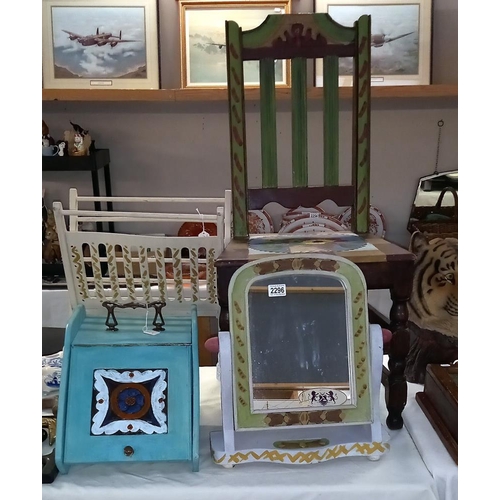 2296 - A set of hand painted wooden furniture in the Bloomsbury/Charlston school style including an early 1... 