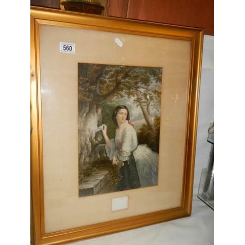 560 - An original framed and glazed George Baxter print dated Aug. 30 1856, COLLECT ONLY.