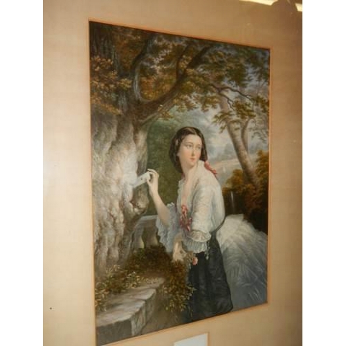 560 - An original framed and glazed George Baxter print dated Aug. 30 1856, COLLECT ONLY.