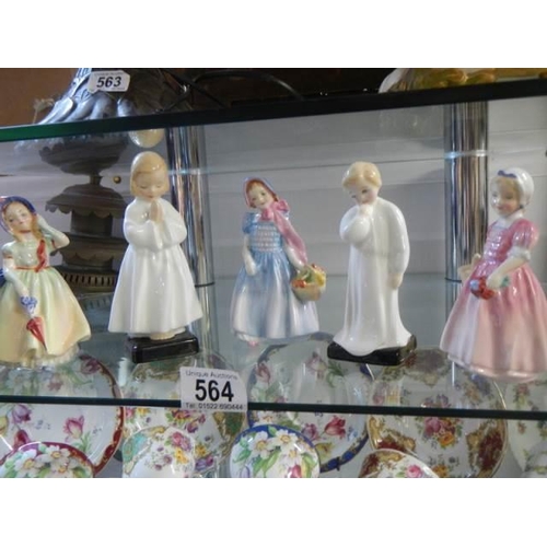 564 - Five Royal Doulton figurines.