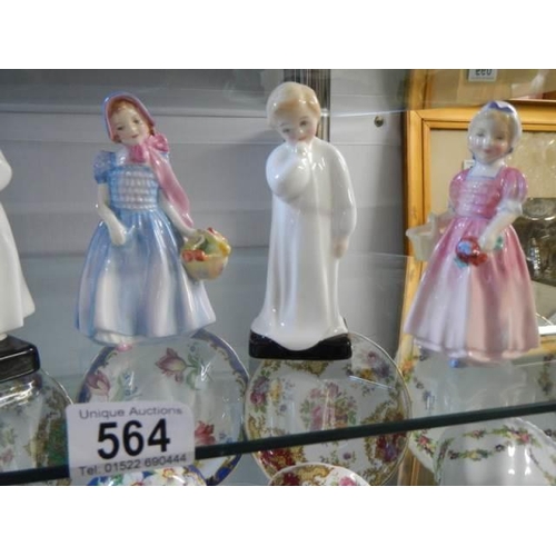 564 - Five Royal Doulton figurines.