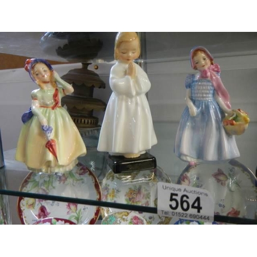 564 - Five Royal Doulton figurines.