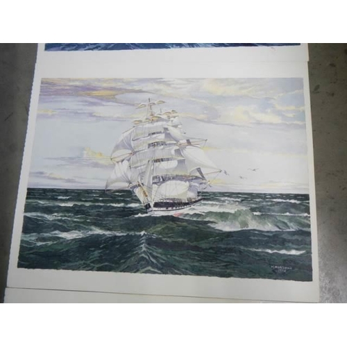 572 - A series of 8 watercolours by Horsman W. of ships & Schoonen