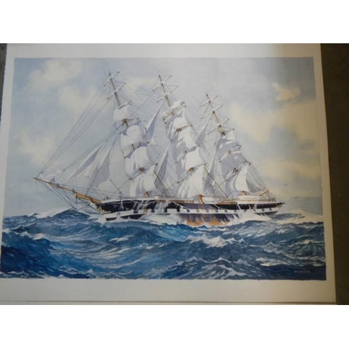 572 - A series of 8 watercolours by Horsman W. of ships & Schoonen