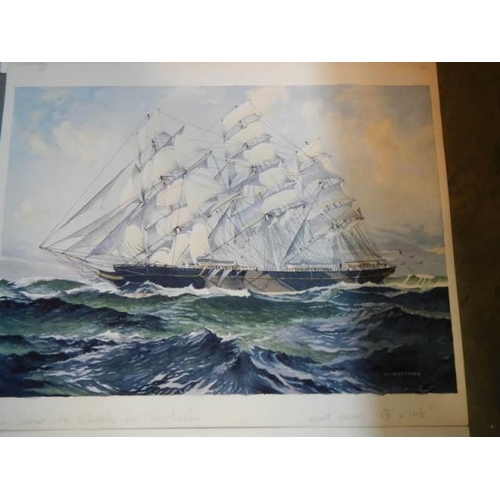 572 - A series of 8 watercolours by Horsman W. of ships & Schoonen