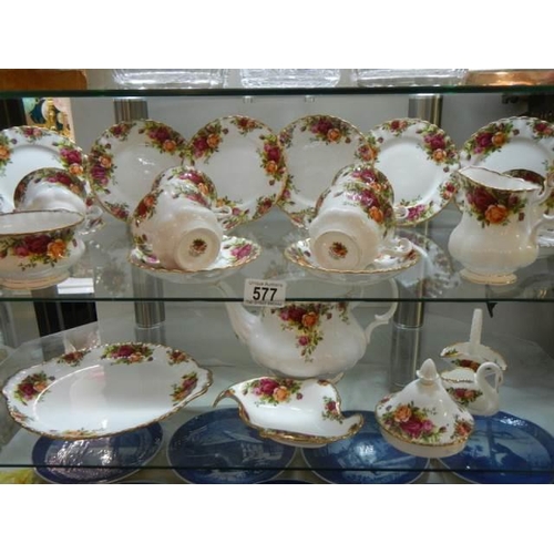 577 - Twenty five pieces of Royal Albert Old Country Roses tea ware, COLLECT ONLY.